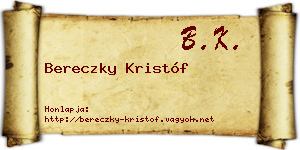 Bereczky Kristóf névjegykártya